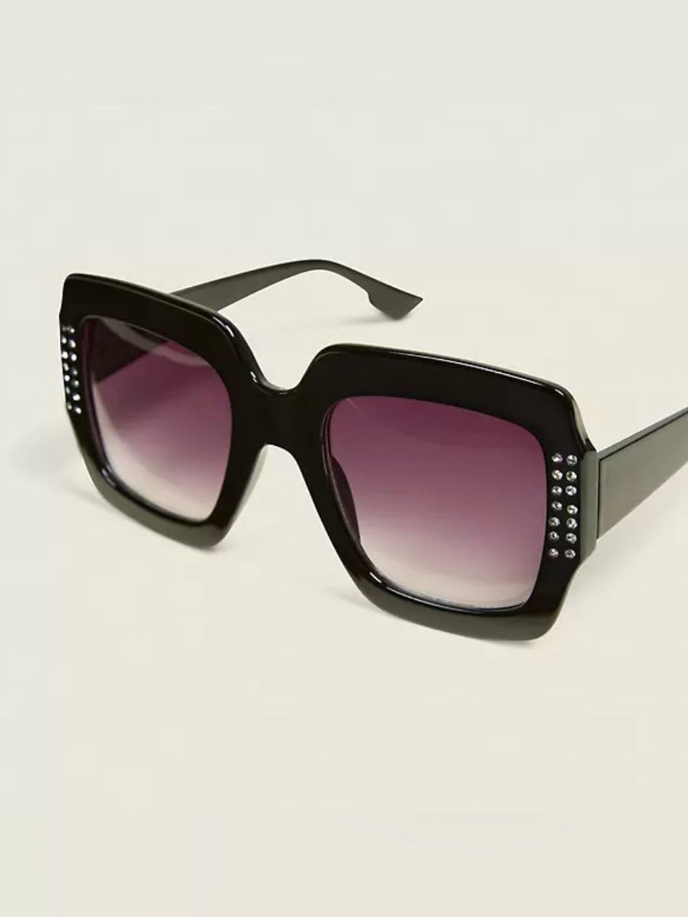 NWT Lane Bryant Embellished Square Frame Sunglasses with Purple Gradient Lenses